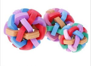 Cute Pet Dog Toys Interactive Ball Toy with Small Bell Rainbow Pet Chewing Toy